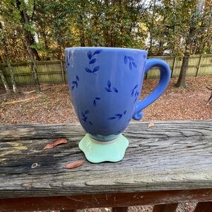 Platzgraff Blue Green Leaf Footed Ceramic Mug